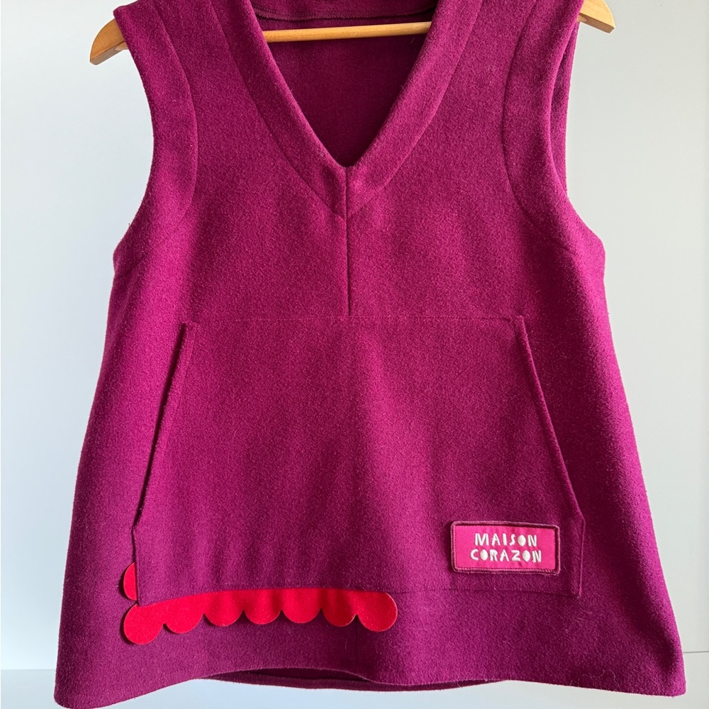 Maison Corazon Magenta Sleeveless Wool Vest